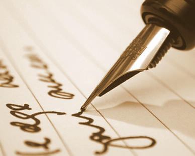 man writing a contract